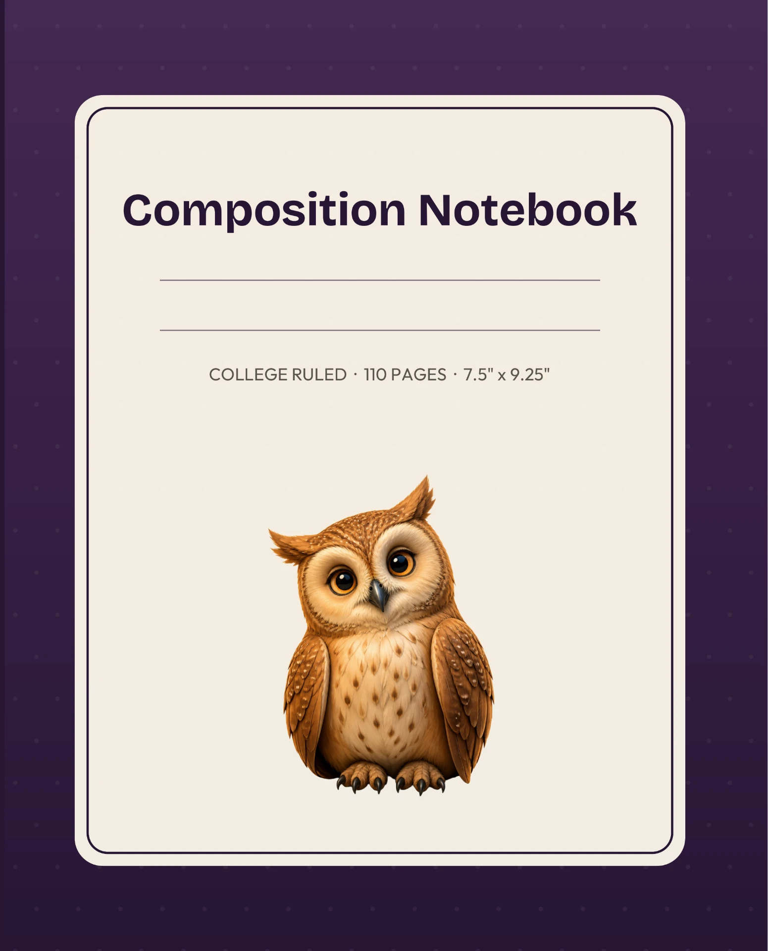 Owl Composition Notebook cover