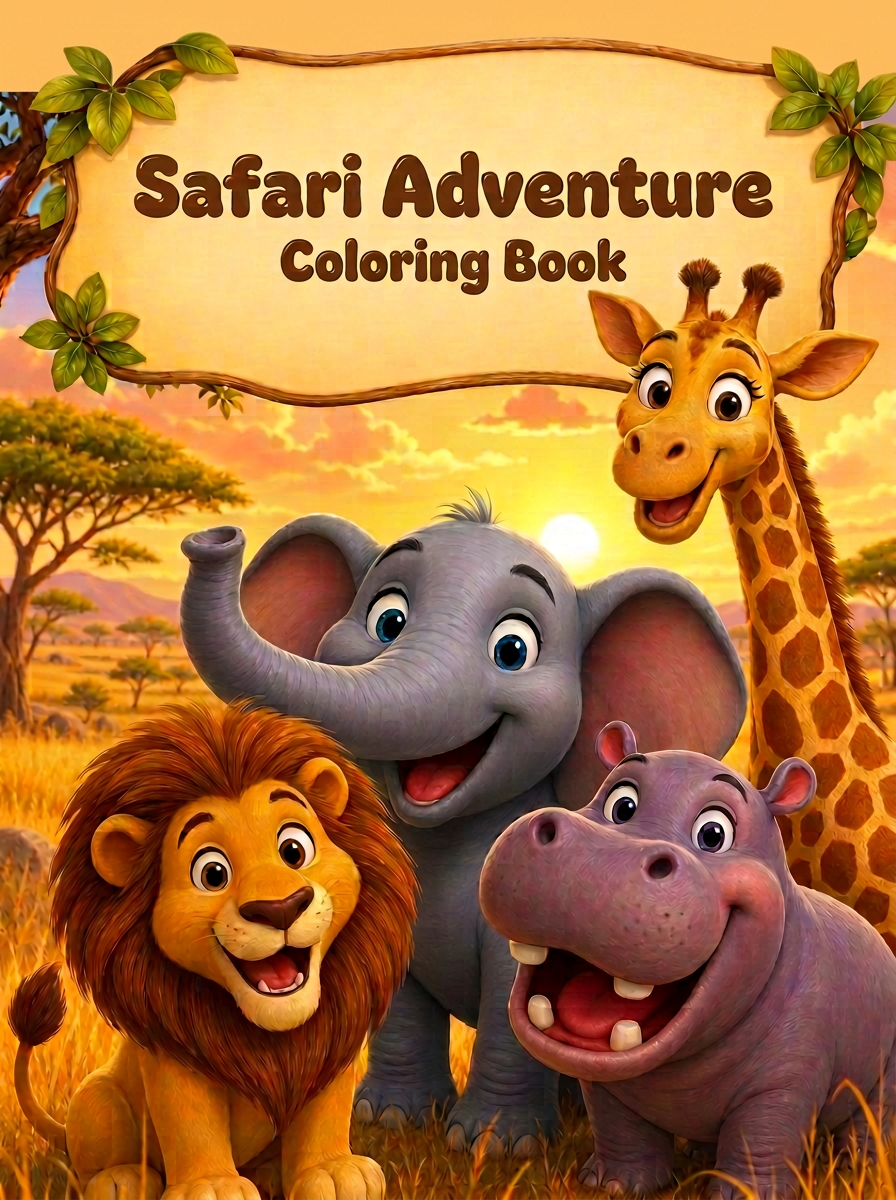 Safari Adventure Coloring Book cover