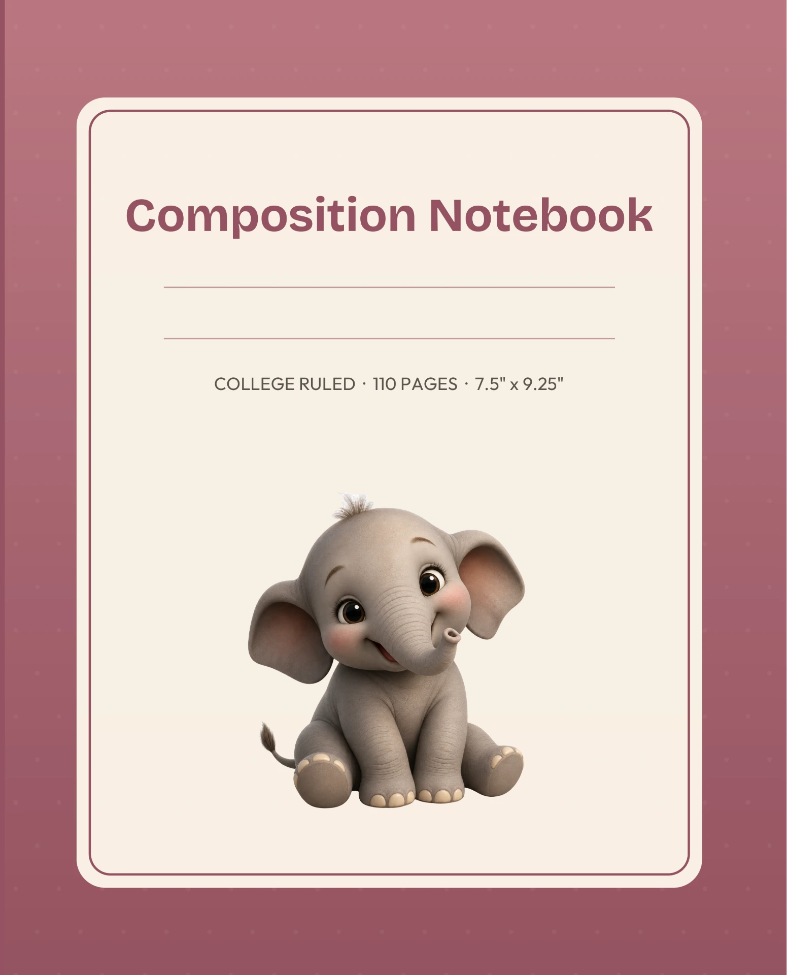 Baby Elephant Composition Notebook cover