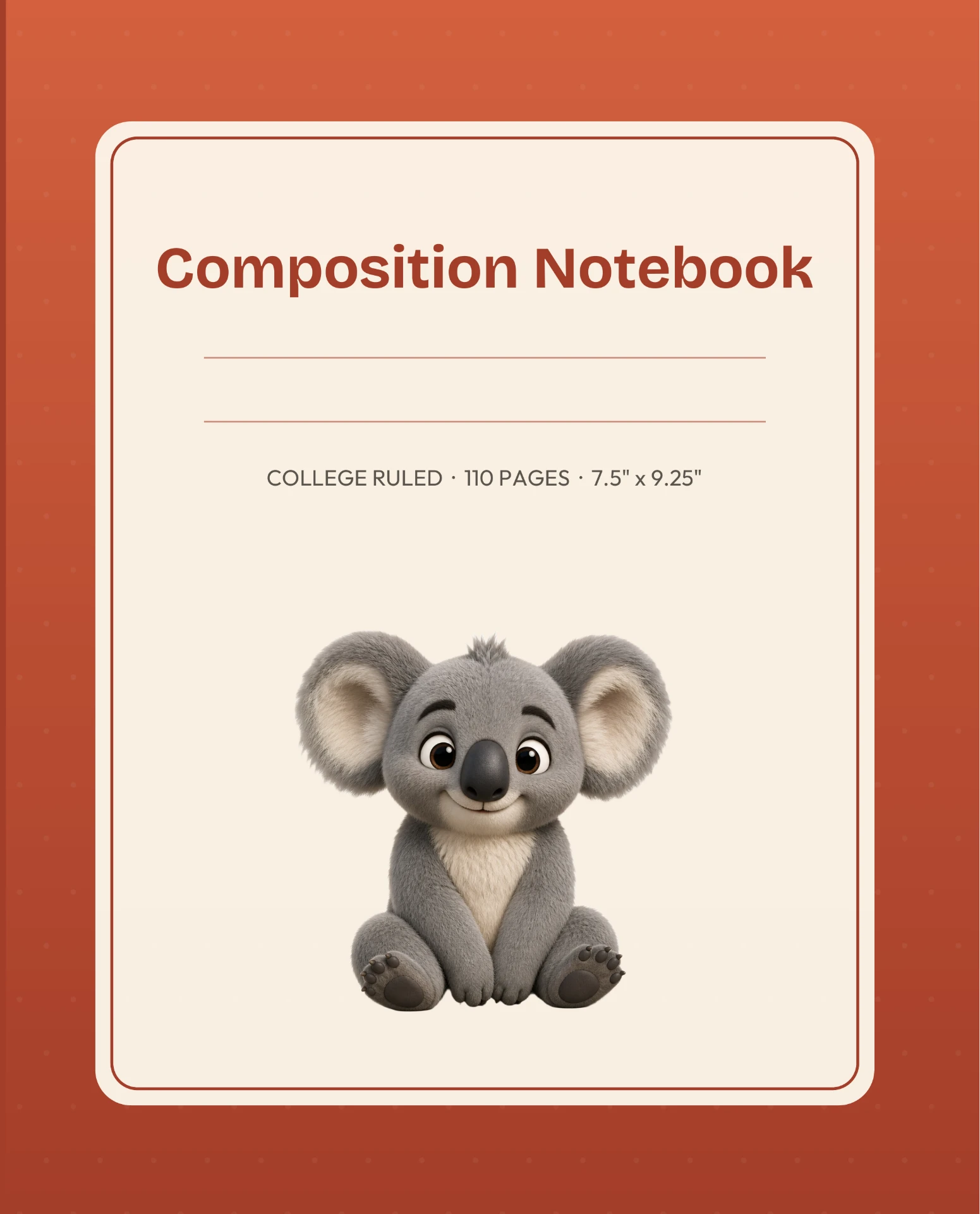 Sleepy Koala Composition Notebook cover