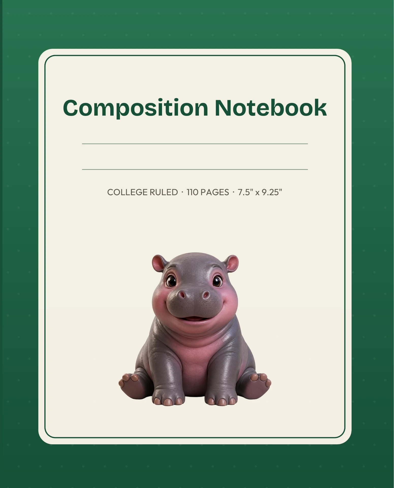 Pygmy Hippo Composition Notebook cover